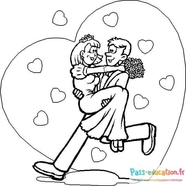 Coloriage Danse des amoureux à imprimer et colorier