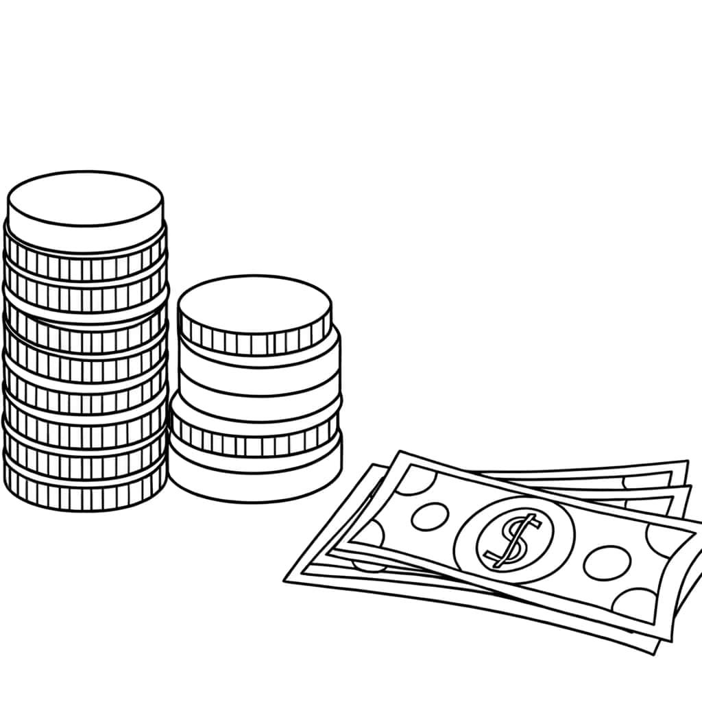 Coloriage Piles de monnaie à imprimer et colorier