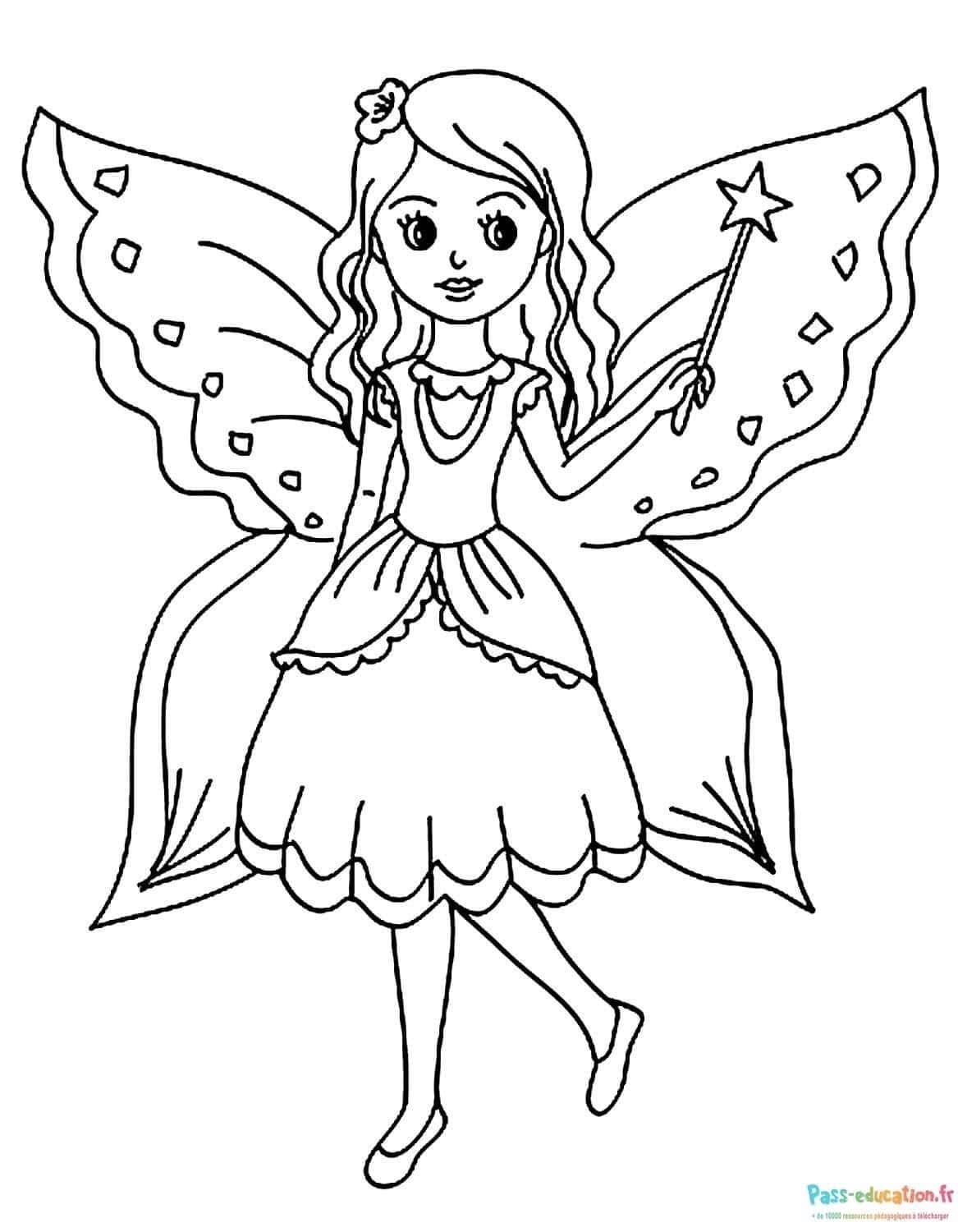 Coloriage Fée enchantée à imprimer et colorier