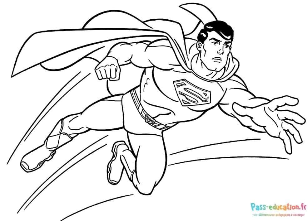 Coloriage Super-héros en vol à imprimer et colorier