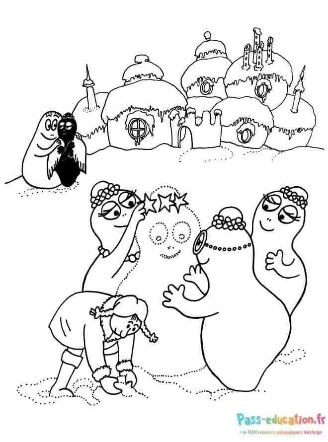 Coloriage Famille Barbapapa à imprimer et colorier