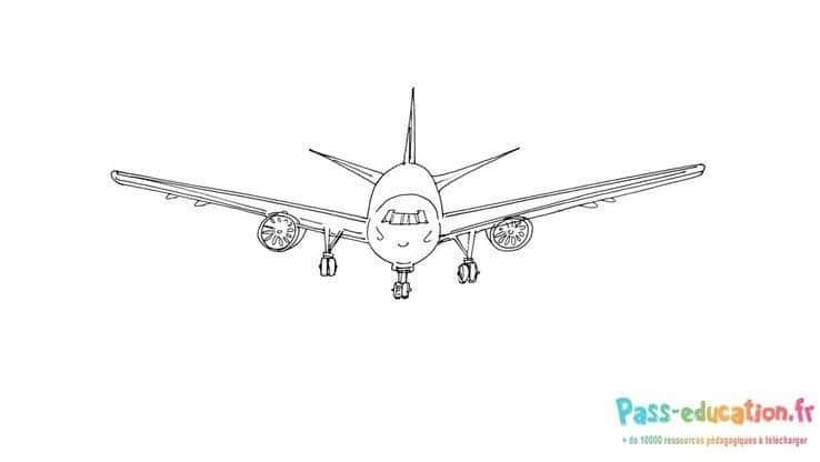 Coloriage Avion de face à imprimer et colorier
