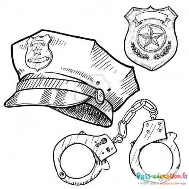 Coloriage Équipement de policier à imprimer et colorier