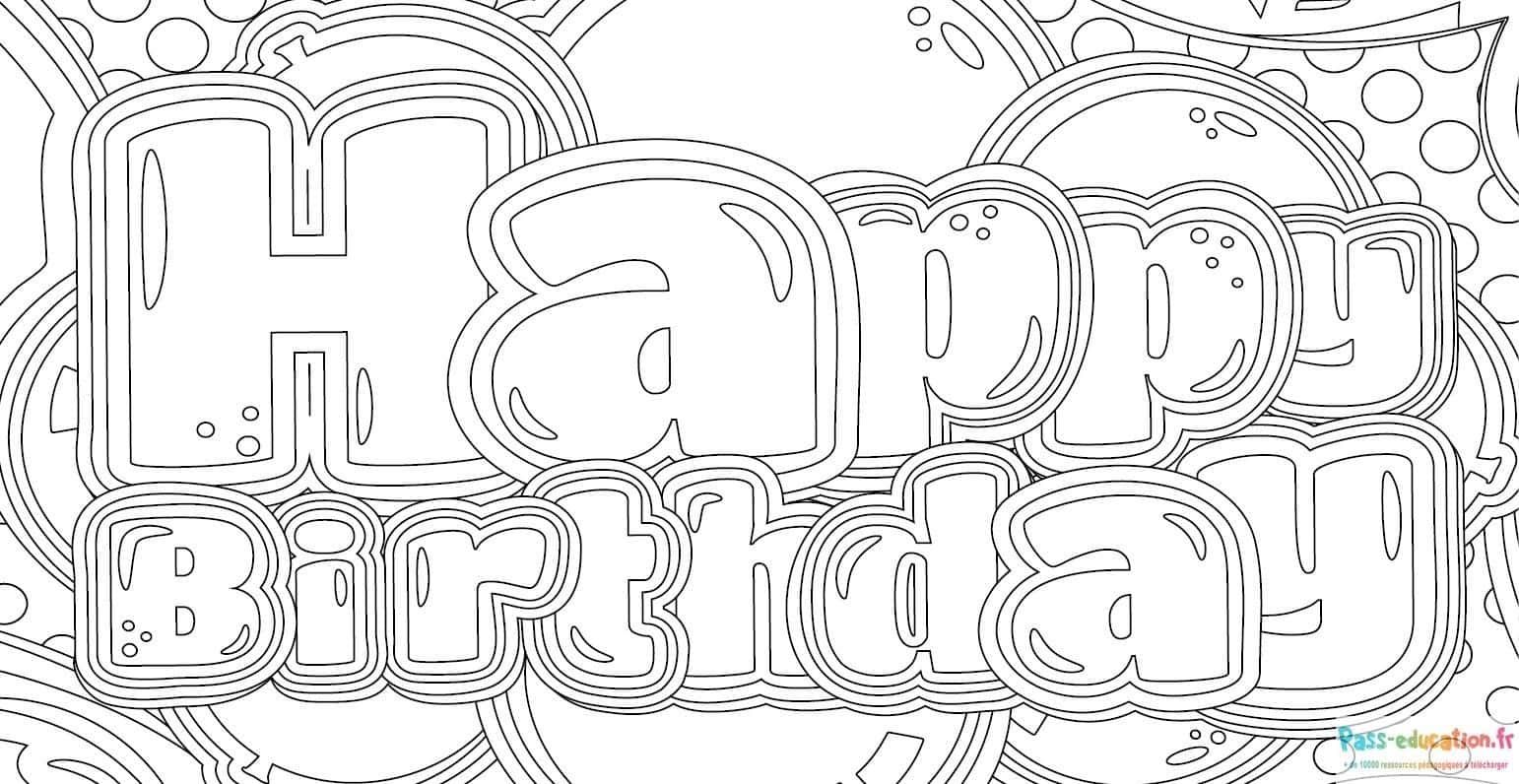 Coloriage Joyeux Anniversaire à imprimer et colorier