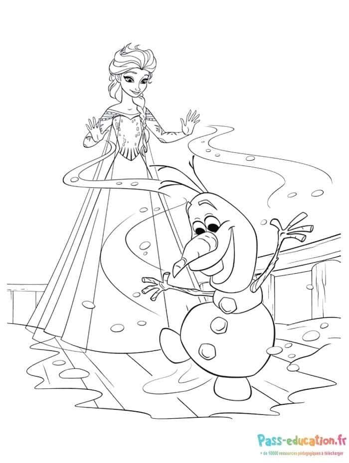 Coloriage Olaf et Elsa à imprimer et colorier