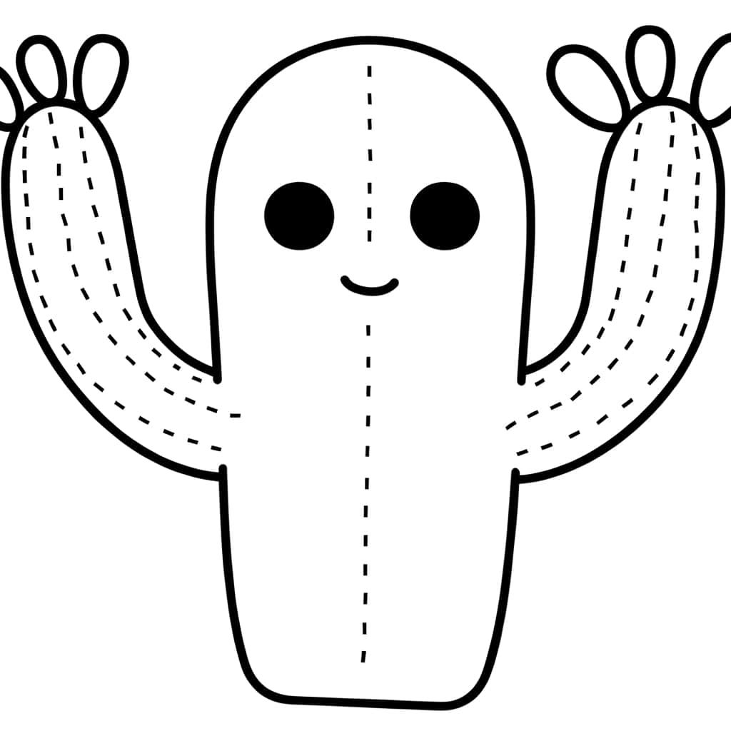 Coloriage Cactus souriant à imprimer et colorier
