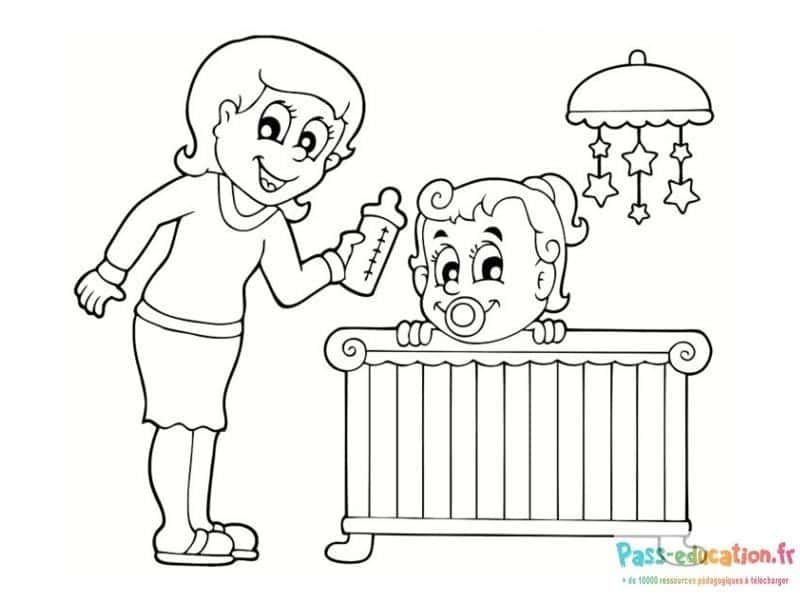 Coloriage Maman et bébé à imprimer et colorier