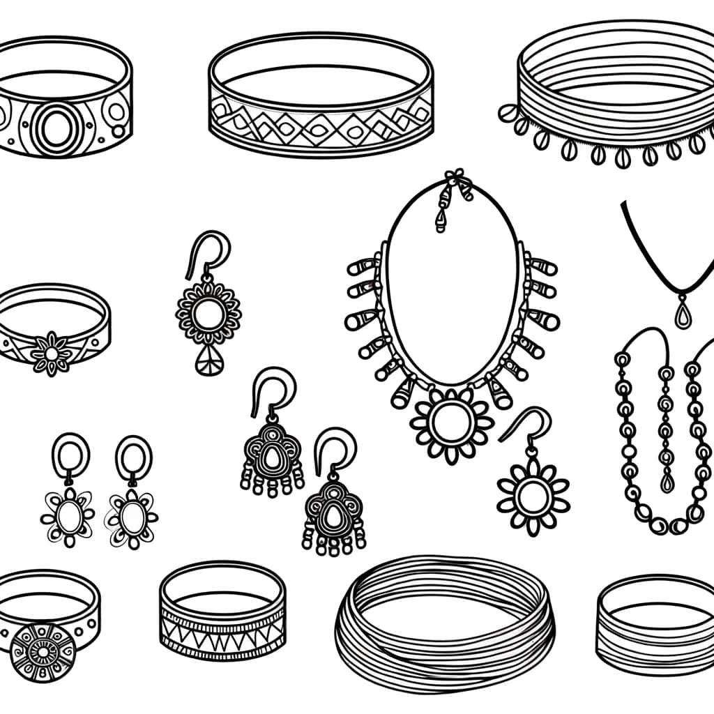 Coloriage Bijoux ethniques à imprimer et colorier