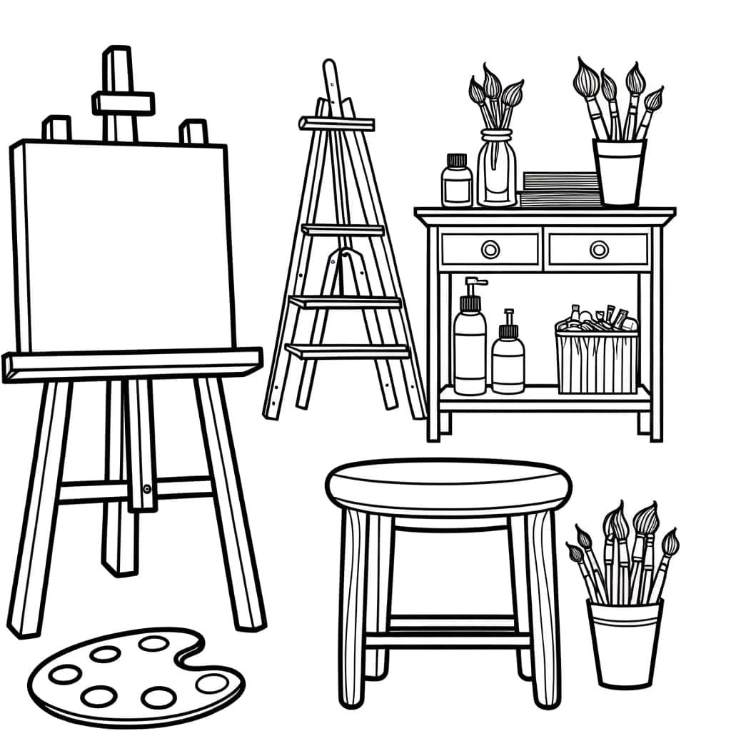 Coloriage Atelier d'artiste à imprimer et colorier