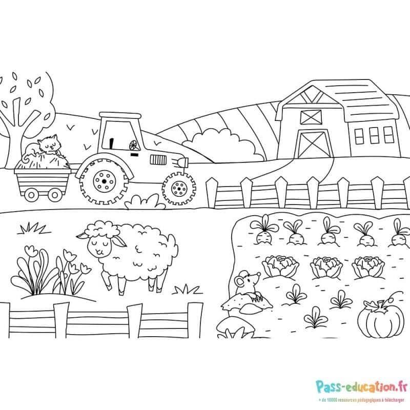Coloriage Ferme animée à imprimer et colorier