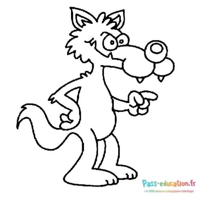 Coloriage Loup rigolo à imprimer et colorier