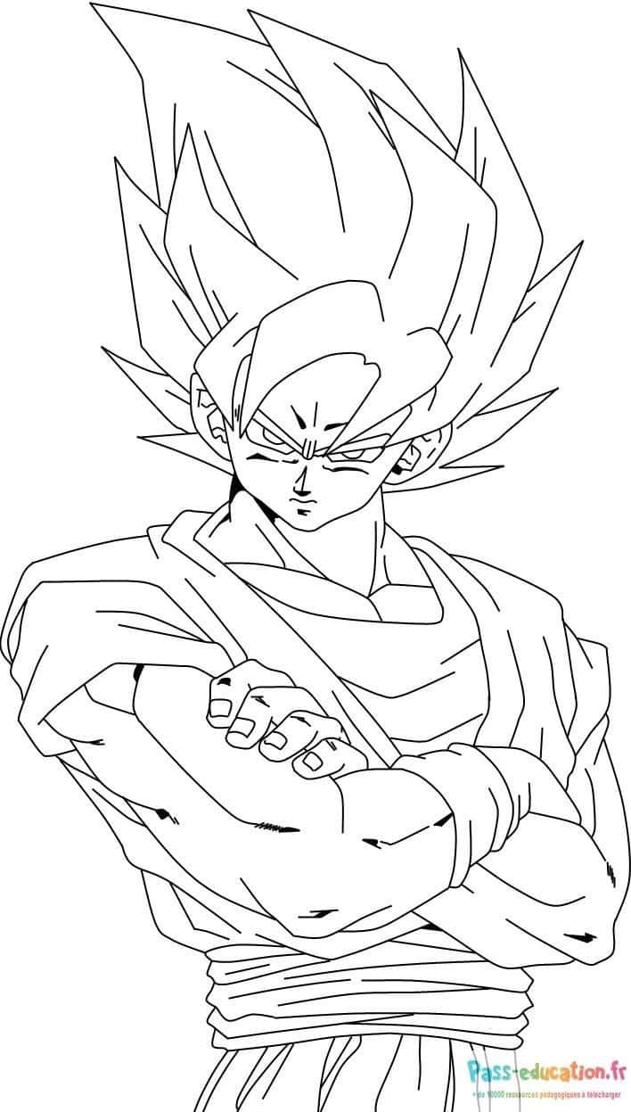 Coloriage Guerrier Saiyan à imprimer et colorier