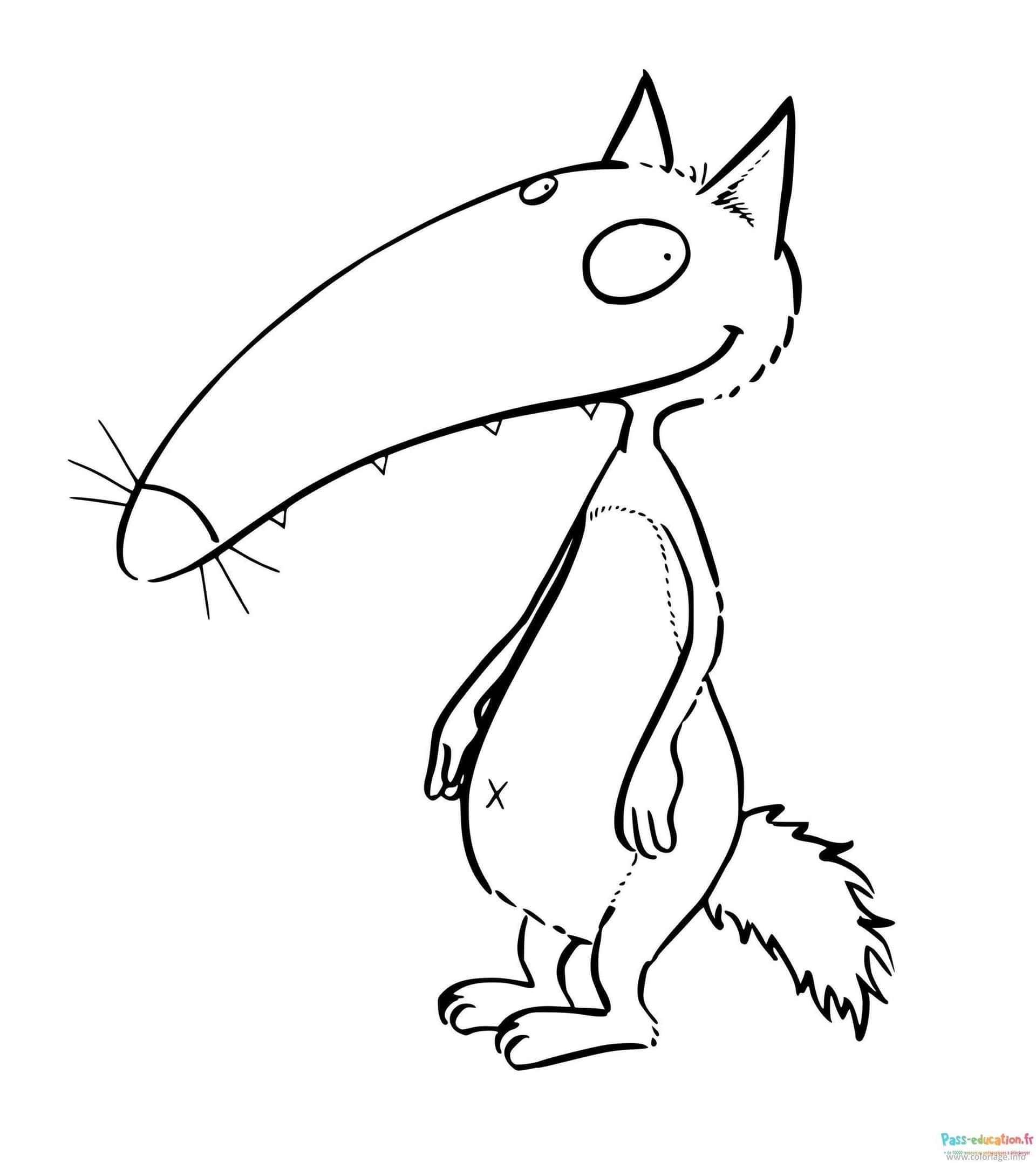 Coloriage Loup rigolo à imprimer et colorier