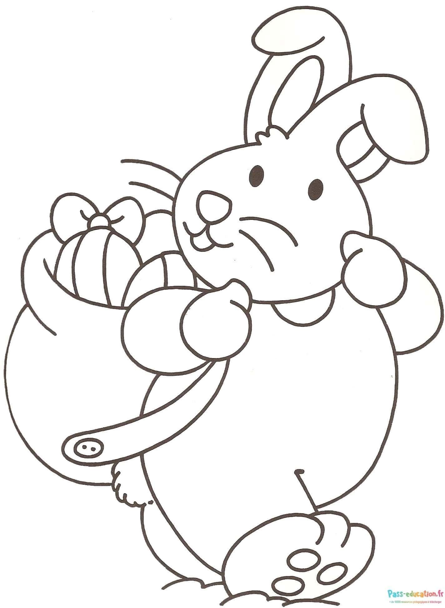 Coloriage Lapin Pâques à imprimer et colorier