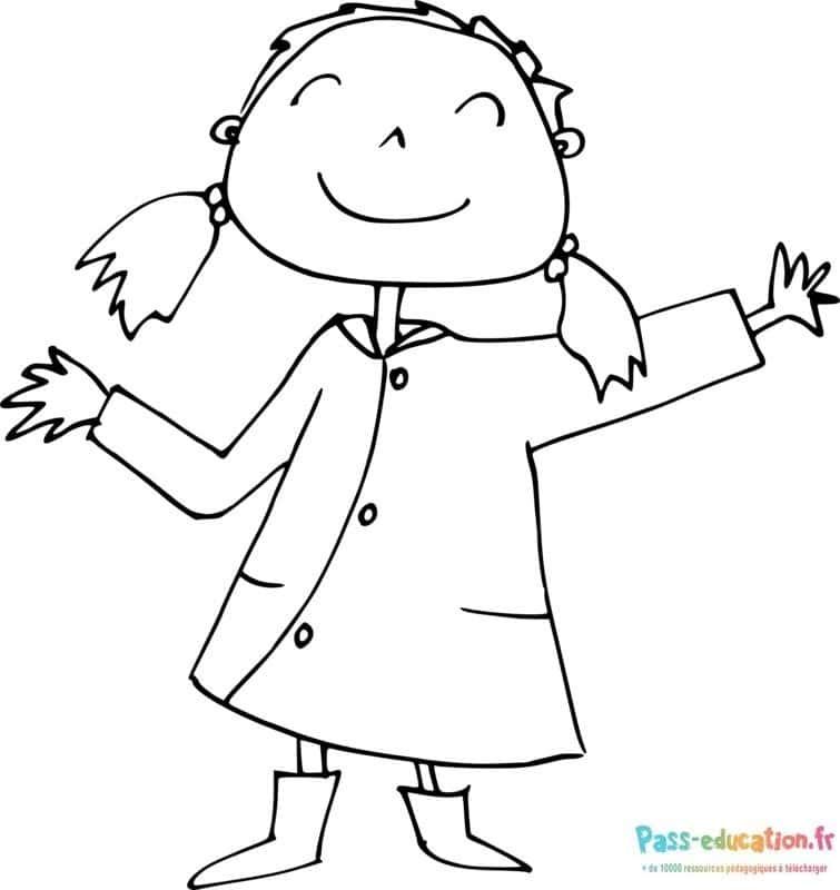 Coloriage Petite fille contente à imprimer et colorier