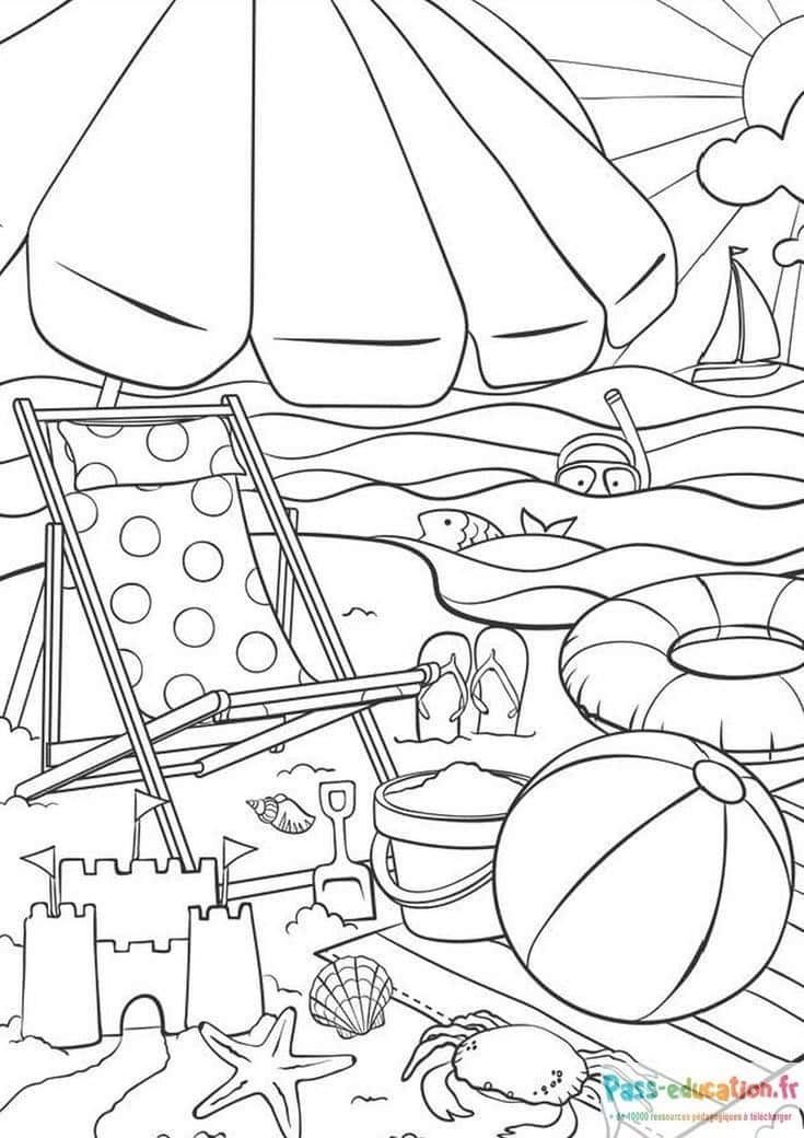 Coloriage Plage estivale à imprimer et colorier