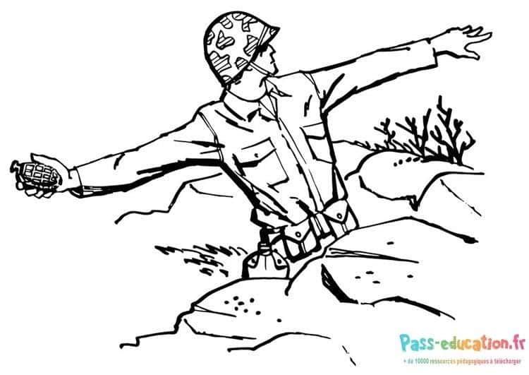 Coloriage Soldat en action à imprimer et colorier