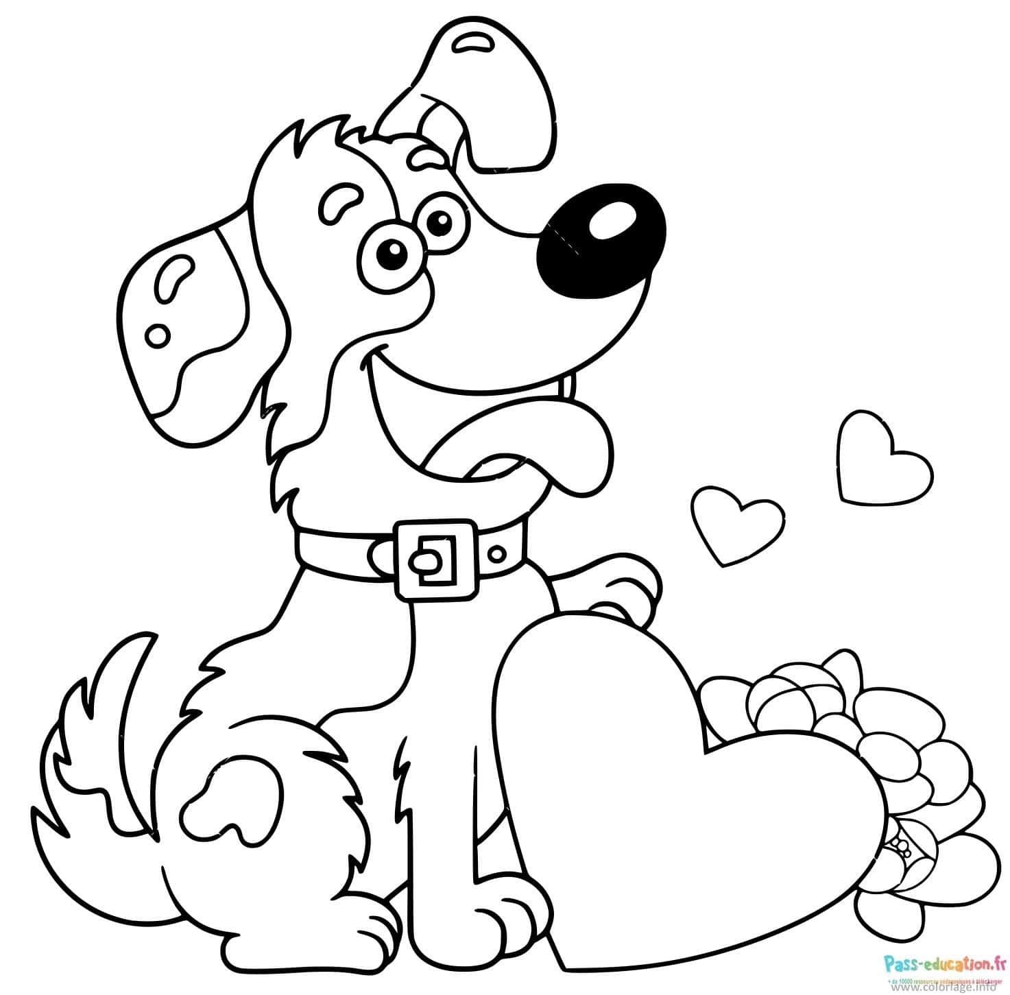 Coloriage Chien joyeux à imprimer et colorier