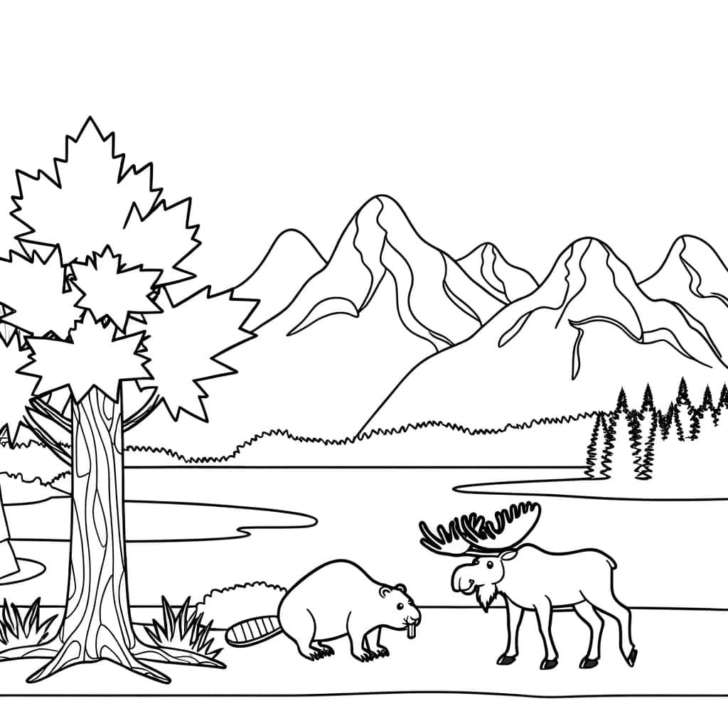 Coloriage Paysage canadien à imprimer et colorier