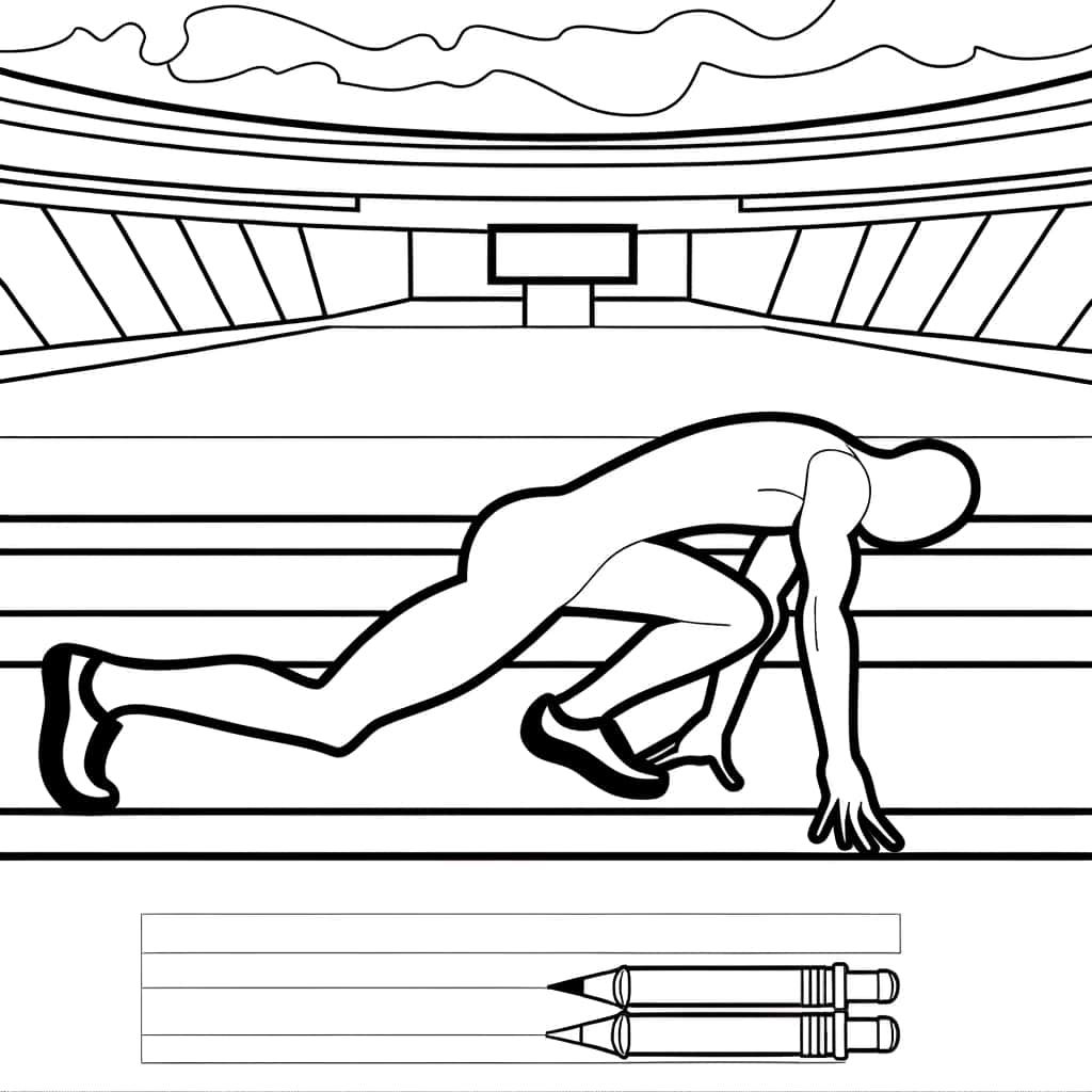Coloriage Athlète au départ à imprimer et colorier