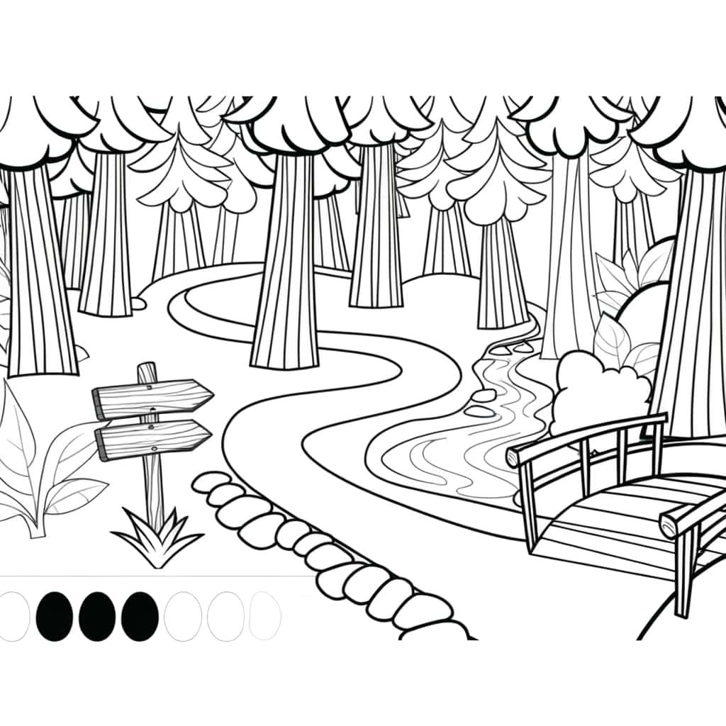 Coloriage Chemin forestier à imprimer et colorier