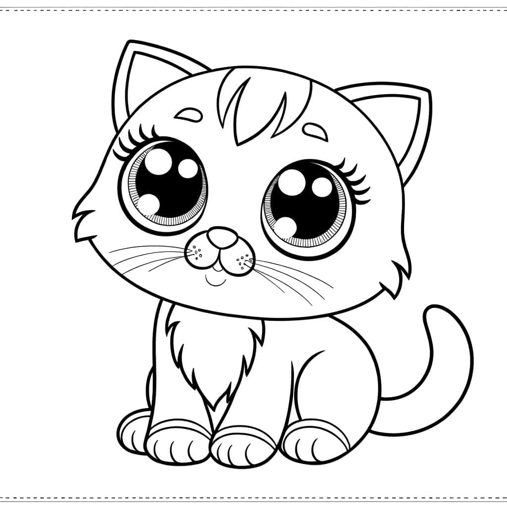 Coloriage Chaton mignon à imprimer et colorier