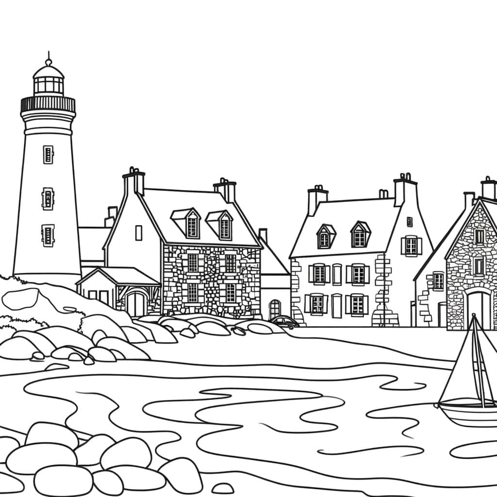 Coloriage Phare breton à imprimer et colorier