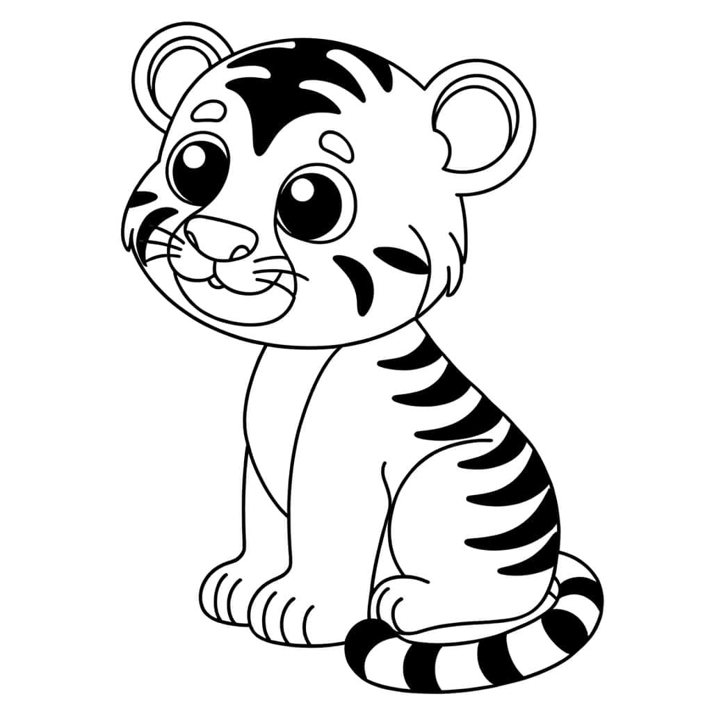 Coloriage Bébé Tigre à imprimer et colorier