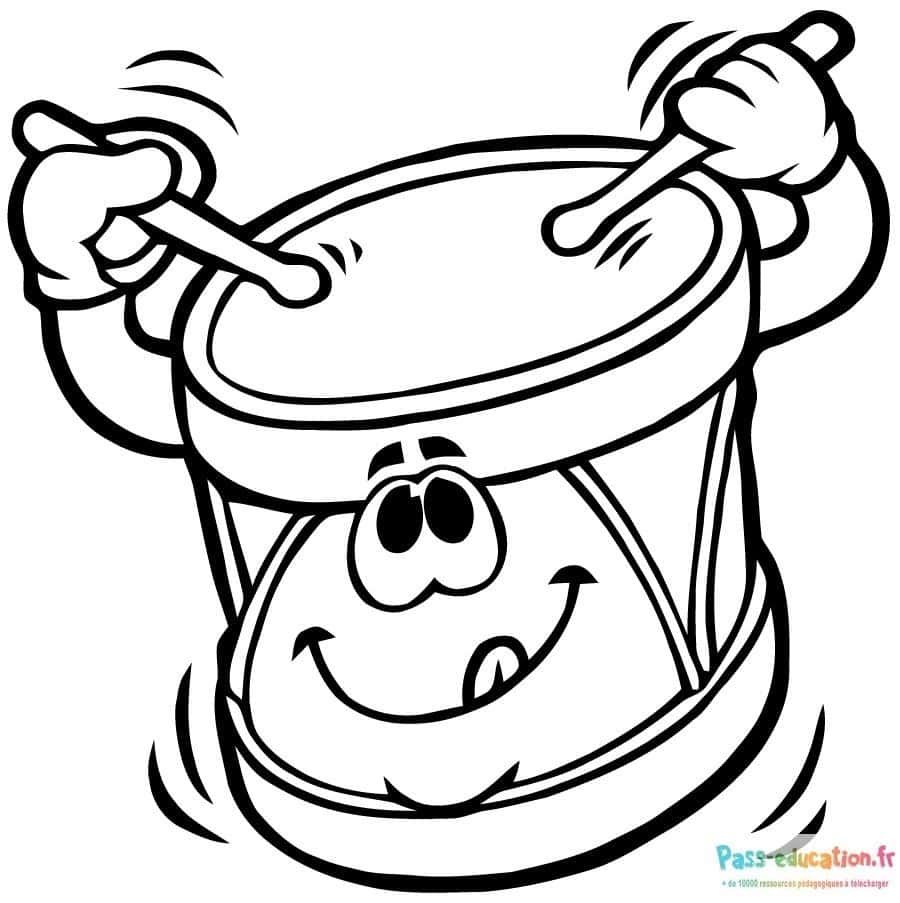 Coloriage Tambour souriant à imprimer et colorier