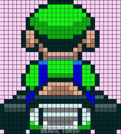 Coloriage Luigi Pixel Art à imprimer et colorier