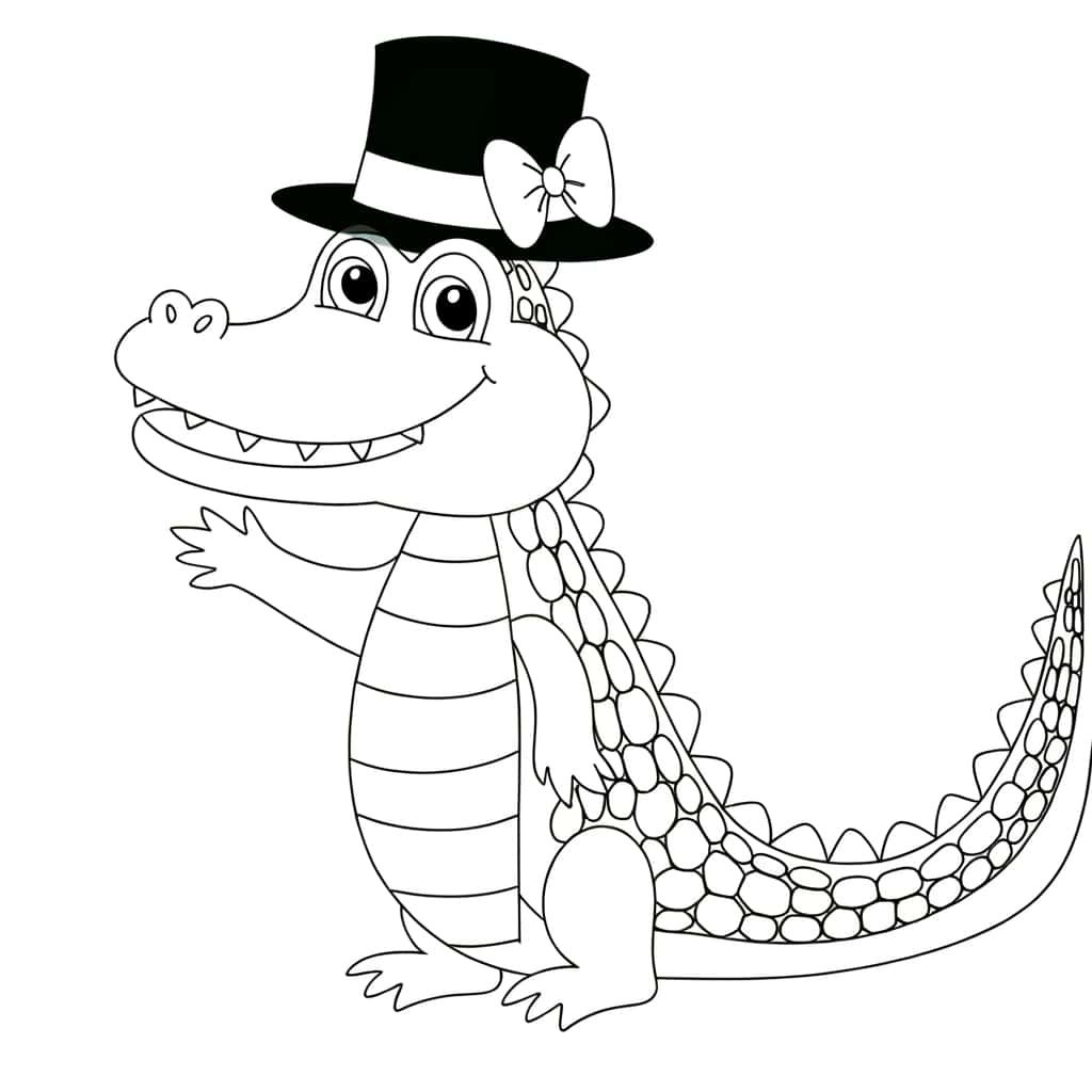 Coloriage Alligator élégant à imprimer et colorier