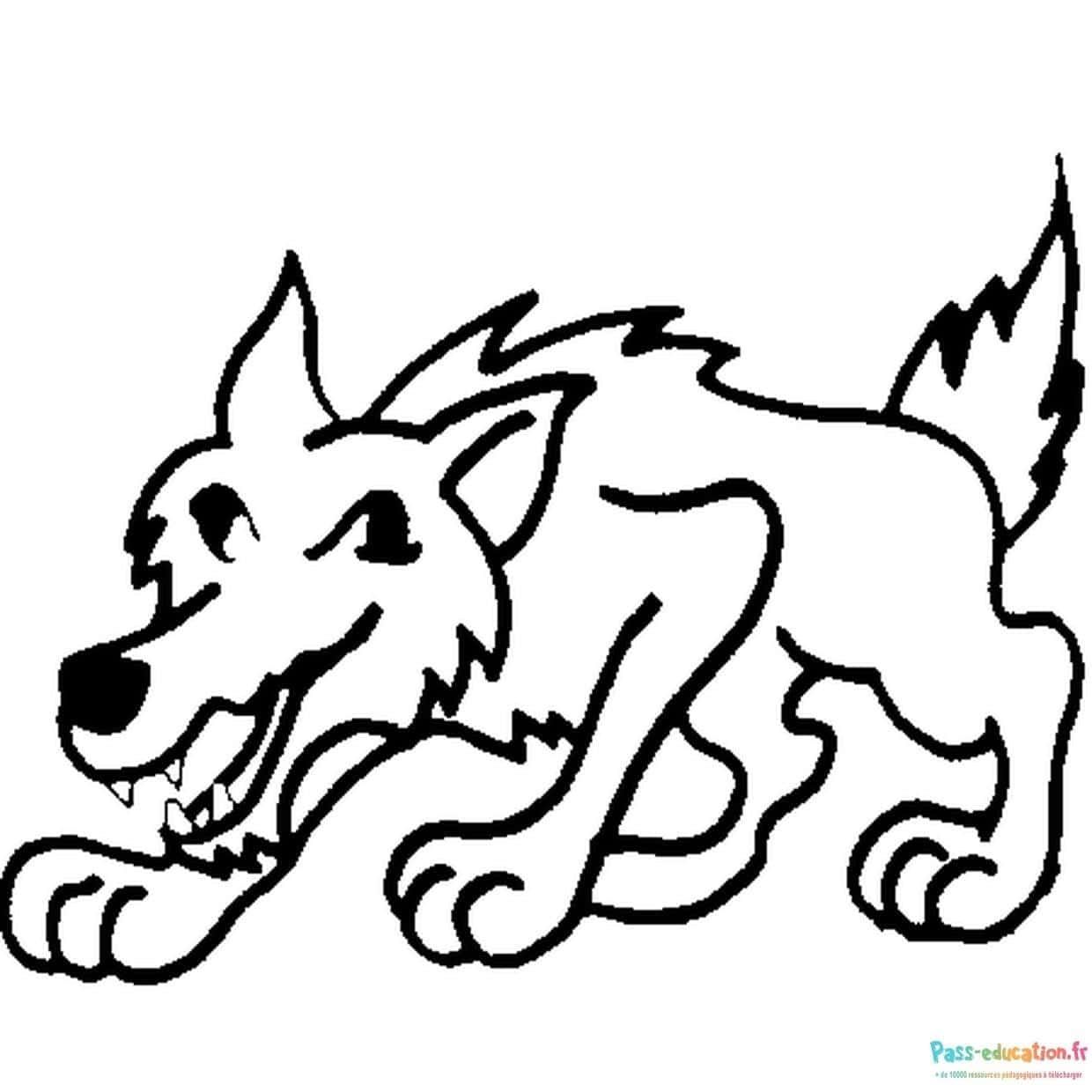 Coloriage Loup agressif à imprimer et colorier