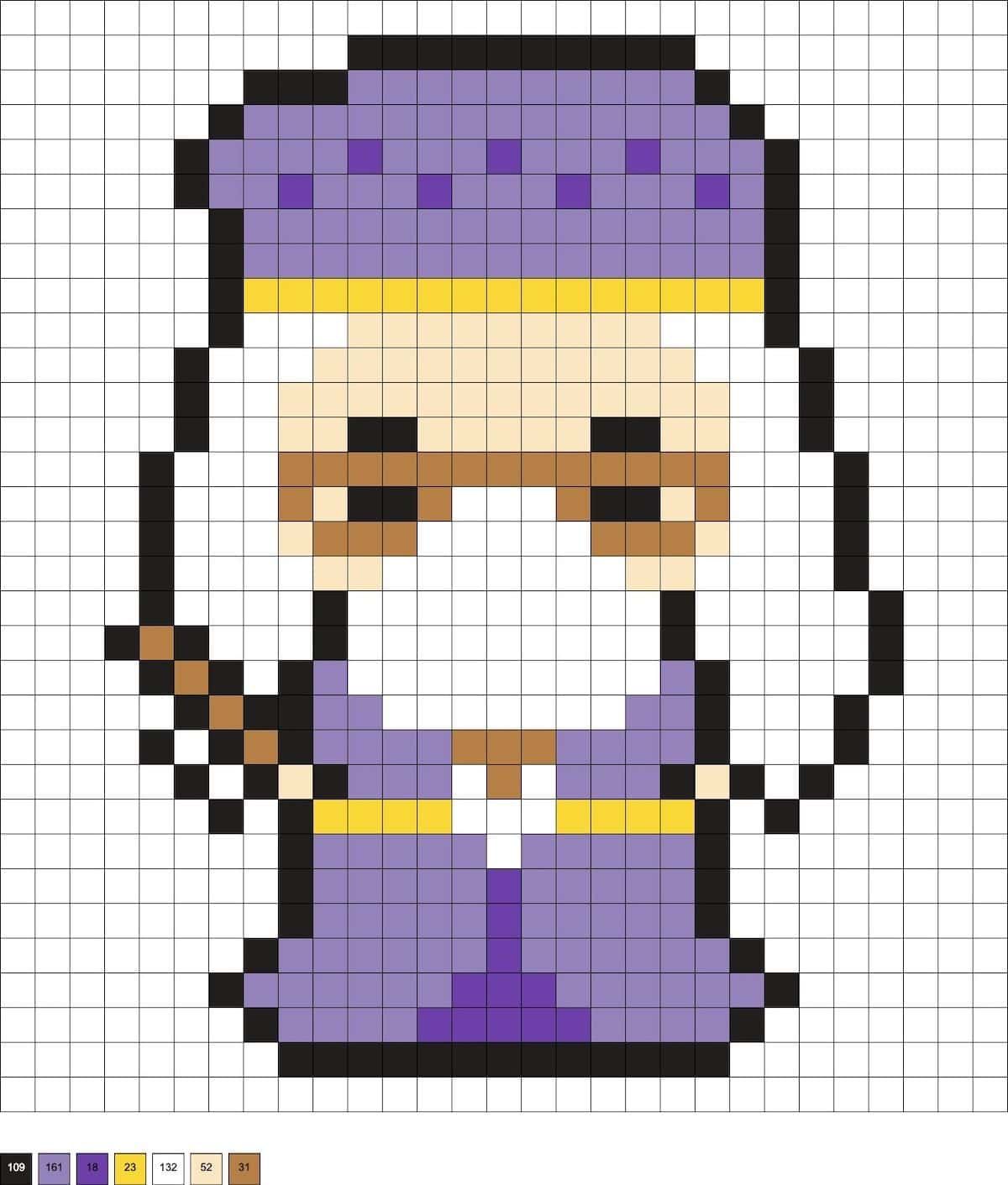 Coloriage Magicien Pixel Art à imprimer et colorier