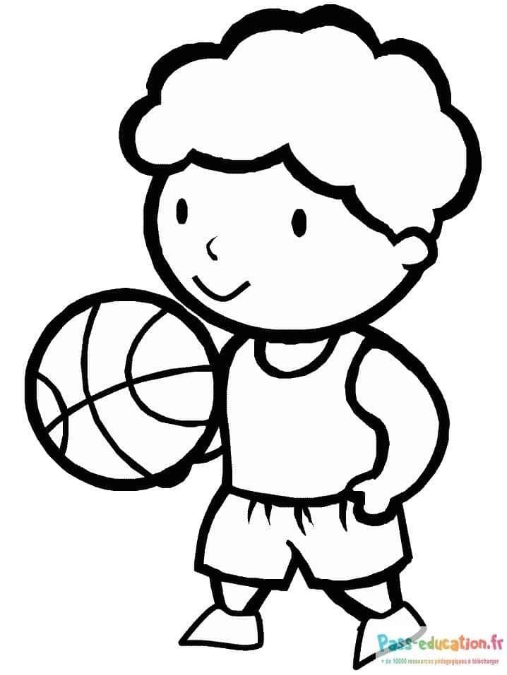 Coloriage Enfant basketteur à imprimer et colorier