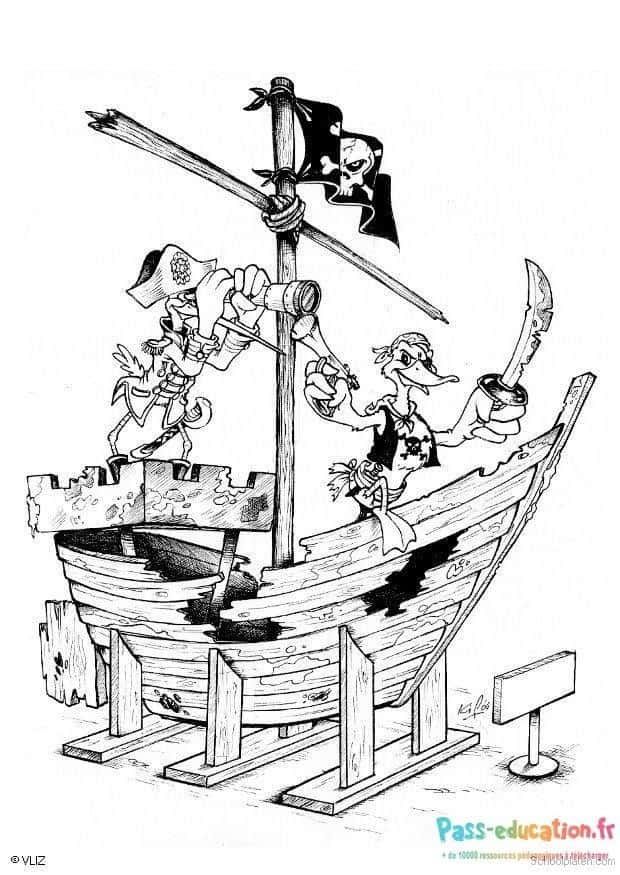 Coloriage Bateau pirate à imprimer et colorier