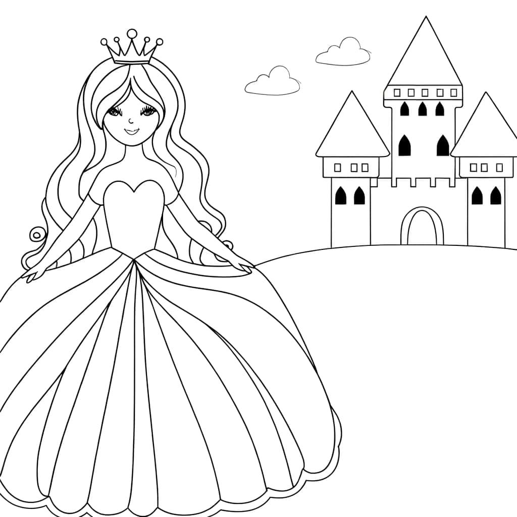 Coloriage Princesse Aurore château à imprimer et colorier