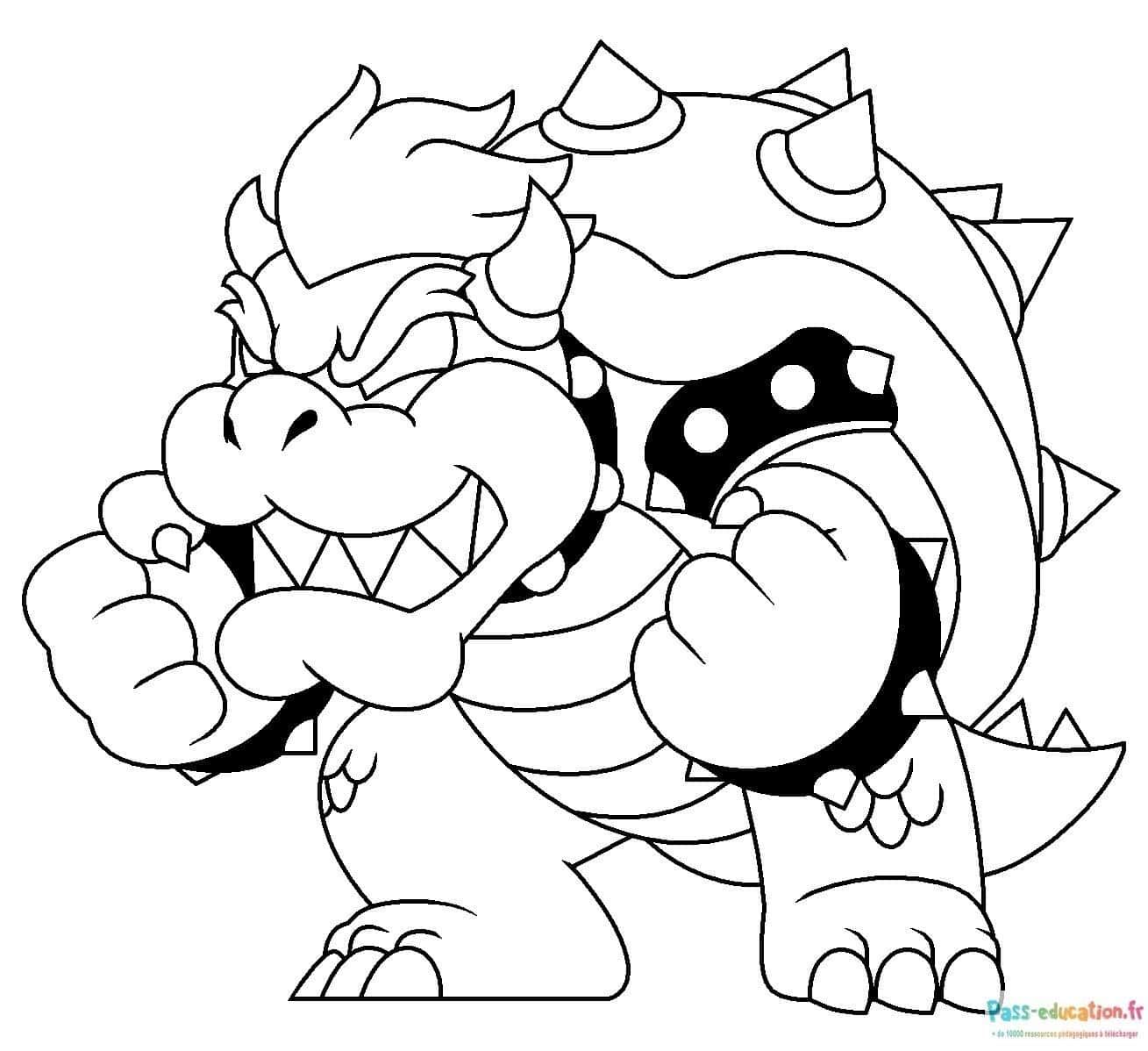 Coloriage Bowser en action à imprimer et colorier