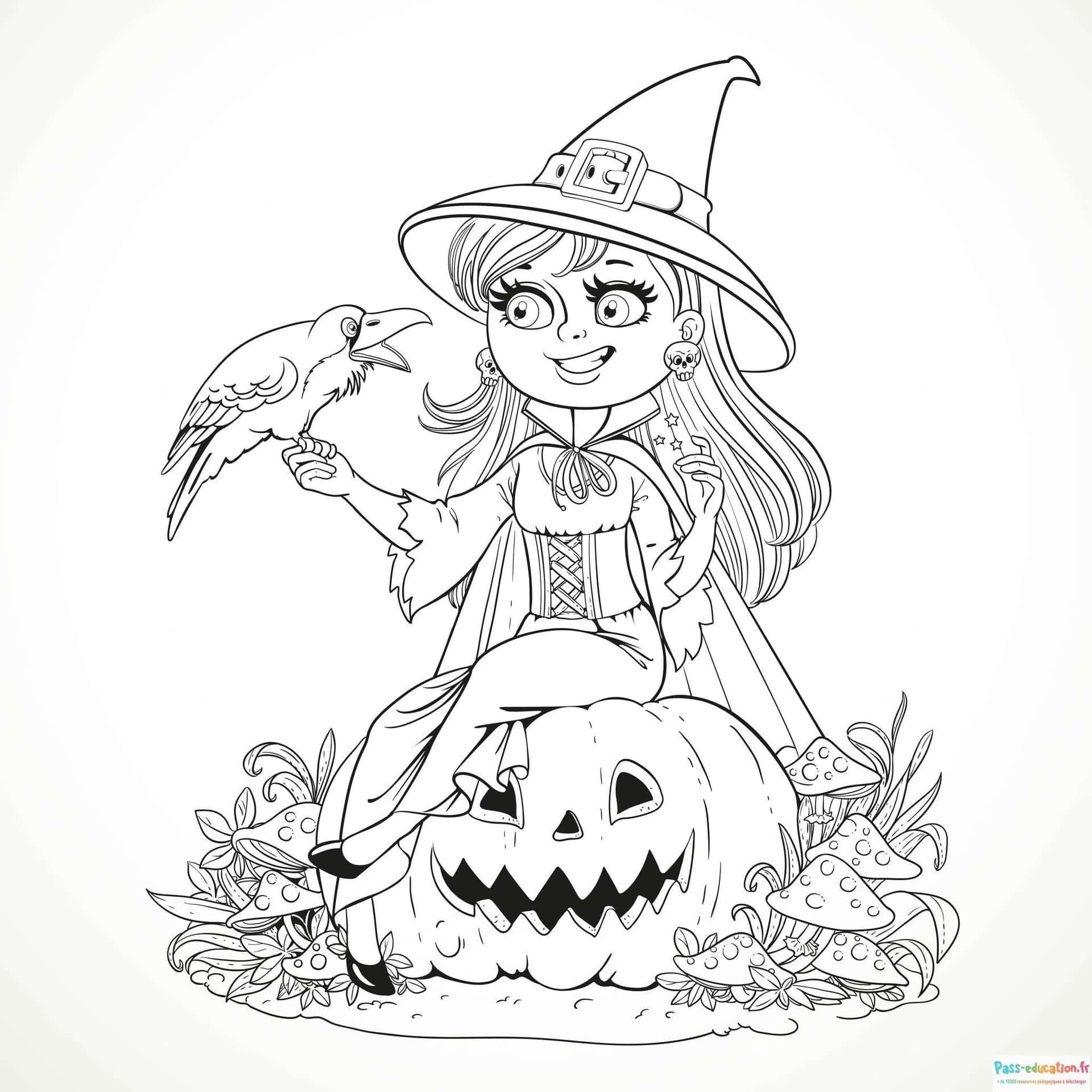 Coloriage Sorcière Halloween à imprimer et colorier