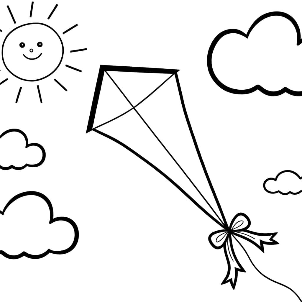 Coloriage Cerf-volant ensoleillé à imprimer et colorier