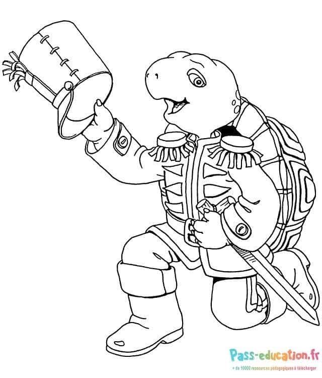 Coloriage Tortue militaire à imprimer et colorier