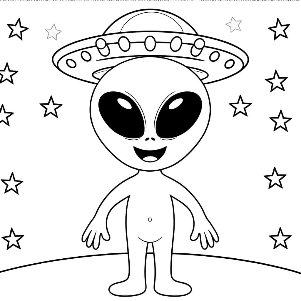 Coloriage Alien souriant à imprimer et colorier