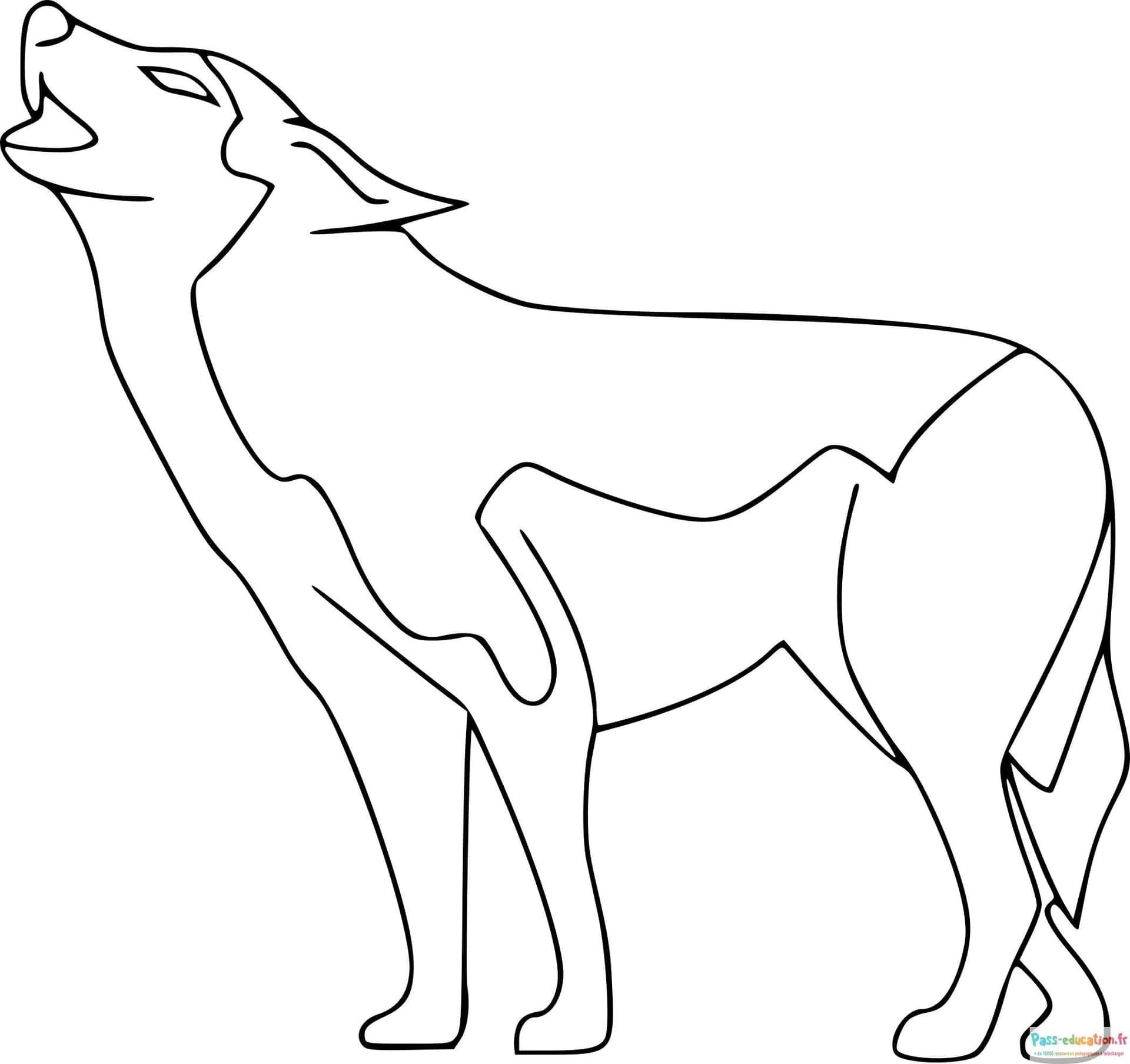 Coloriage Loup hurlant à imprimer et colorier