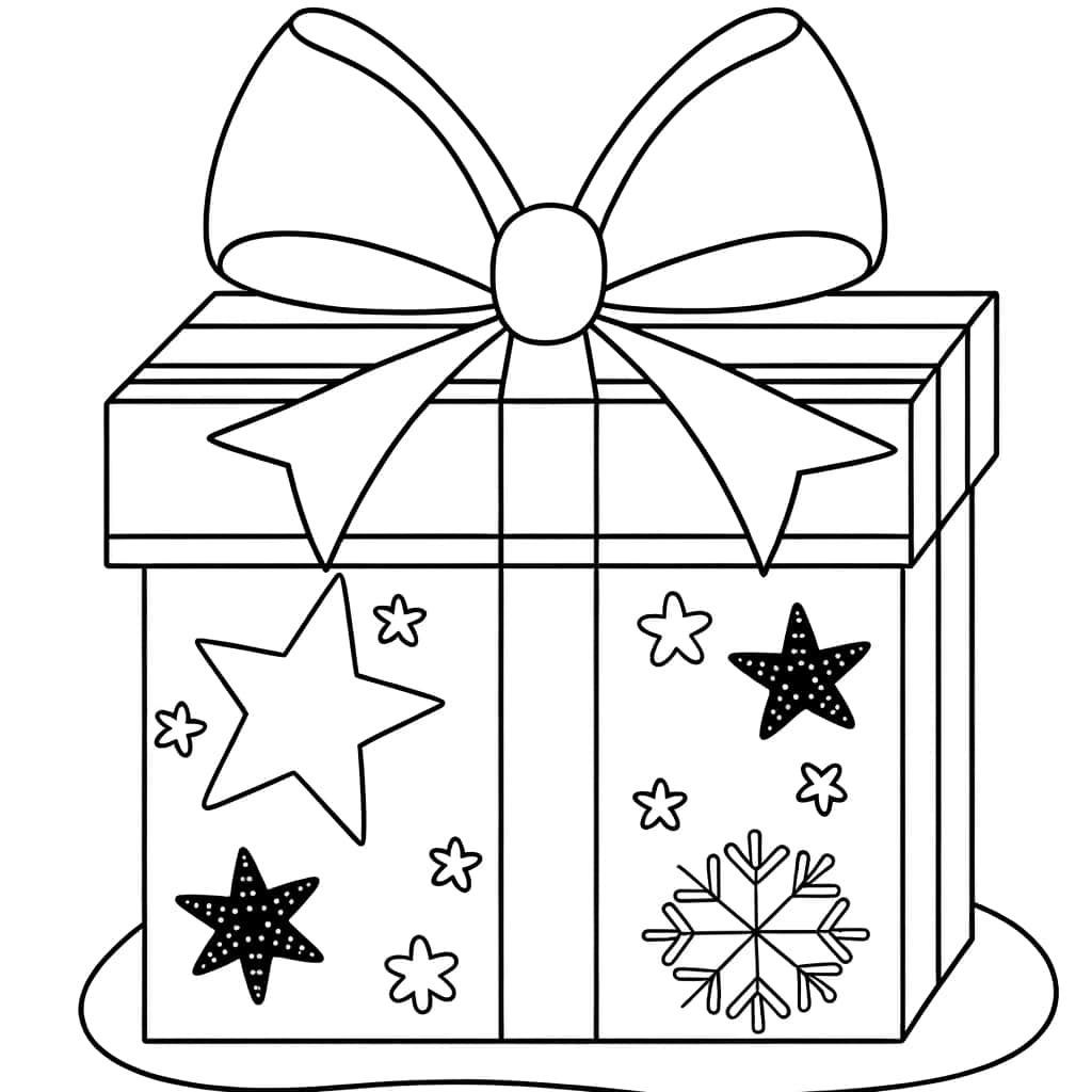 Coloriage Cadeau emballé à imprimer et colorier