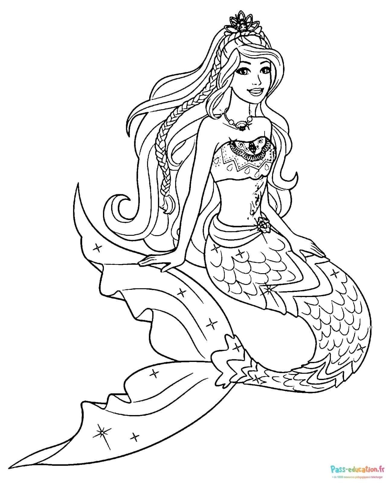 Coloriage Sirène majestueuse à imprimer et colorier