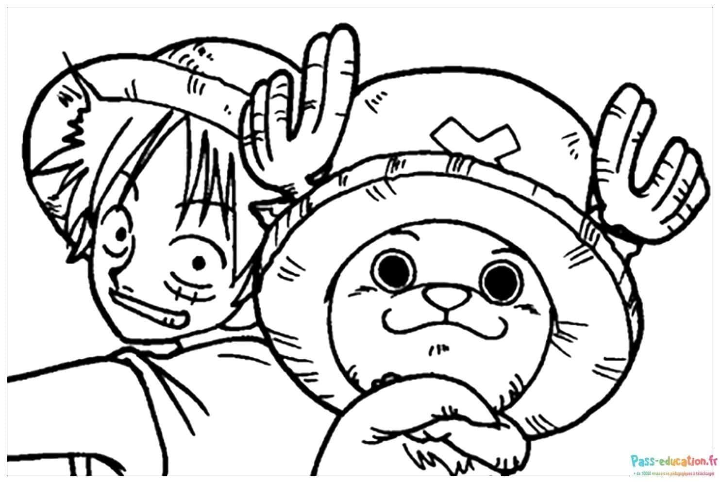 Coloriage Chapeau de renne Tony Tony Chopper à imprimer et colorier