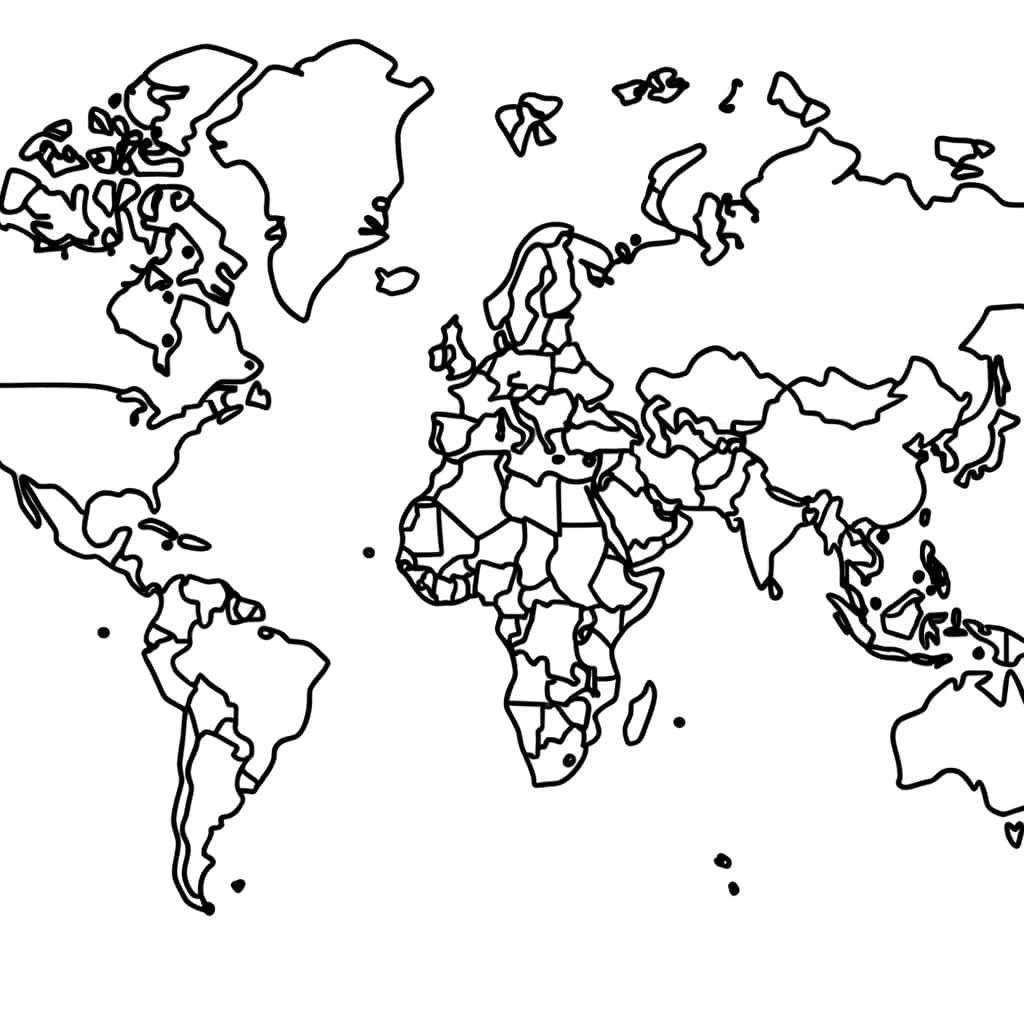 Coloriage Carte du monde à imprimer et colorier