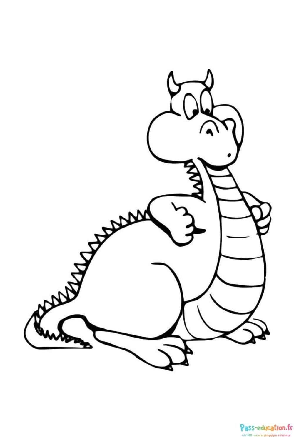 Coloriage Dragon pensif à imprimer et colorier