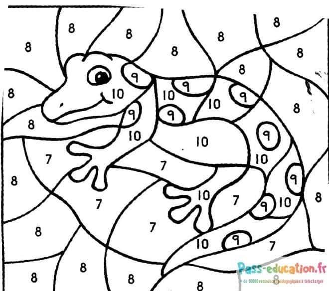 Coloriage Gecko numéroté à imprimer et colorier