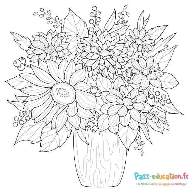 Coloriage Bouquet de fleurs à imprimer et colorier