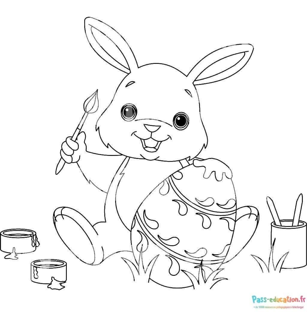 Coloriage Lapin artiste à imprimer et colorier